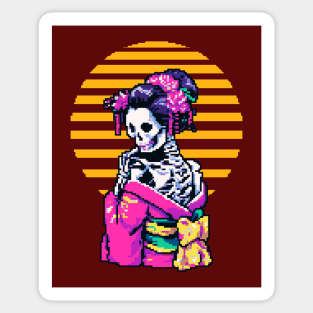 Pixel Art Geisha Skeleton Sticker